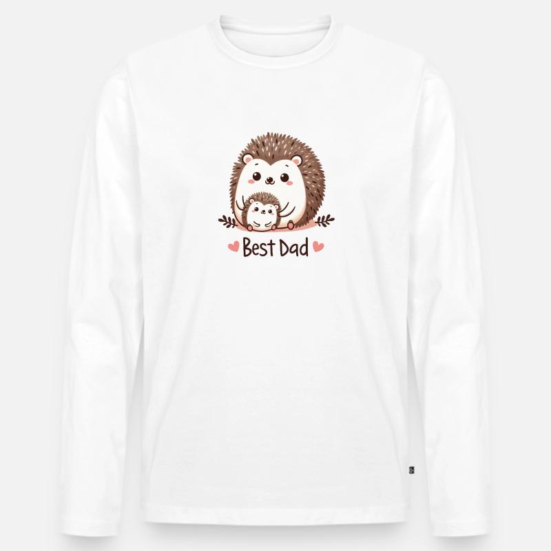 Bester Papa Igel - Männer Premium Bio Langarmshirt - Weiß