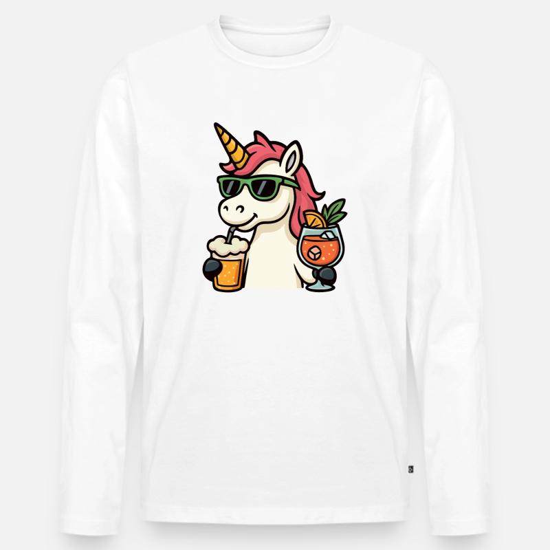 Party Einhorn Getränke - Männer Premium Bio Langarmshirt - Weiß