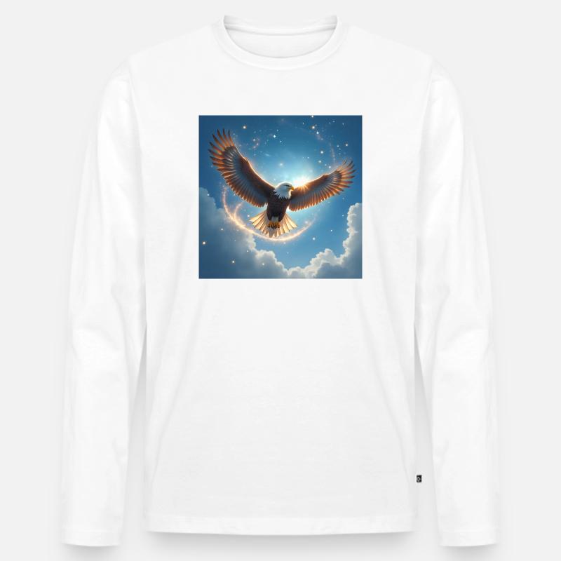 Krafttier Adler am Himmel - Männer Premium Bio Langarmshirt - Weiß