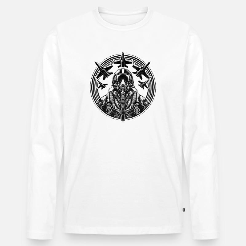 Jet Pilot – Air Force - Männer Premium Bio Langarmshirt - Weiß