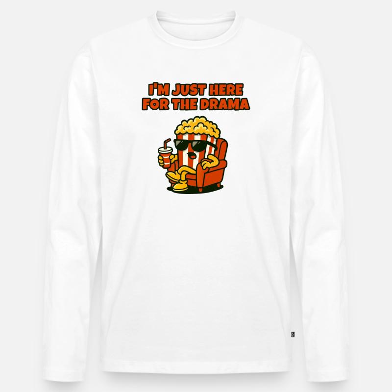 Popcorn-Diva-Drama - Männer Premium Bio Langarmshirt - Weiß