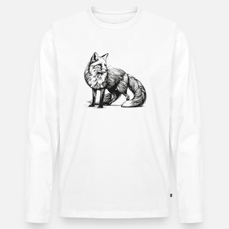 Fuchs – Waldläufer - Männer Premium Bio Langarmshirt - Weiß
