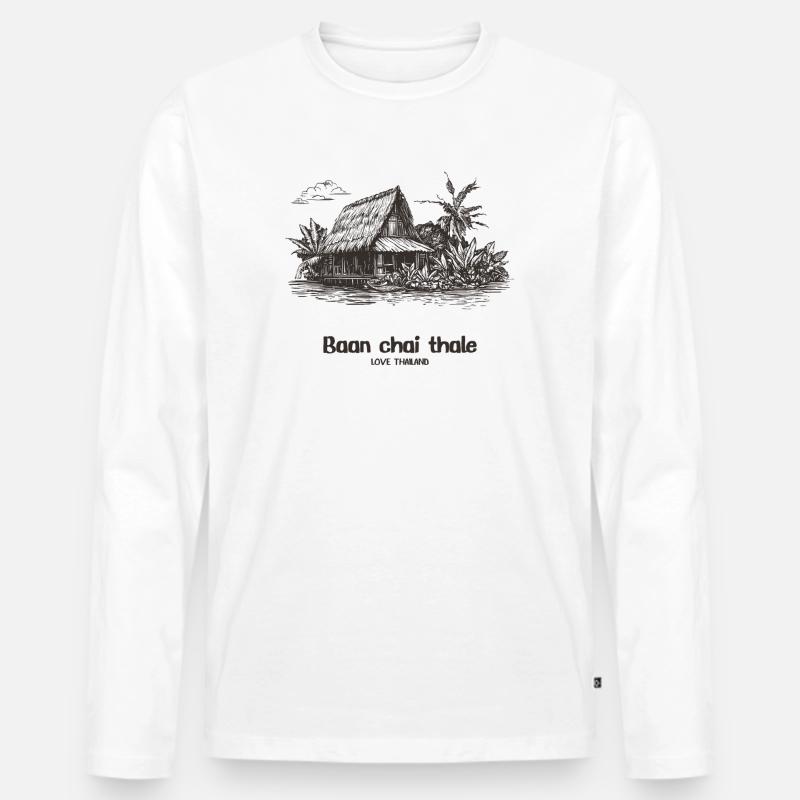 Baan chai thale - Maglia a manica lunga ecologica premium da uomo - bianco