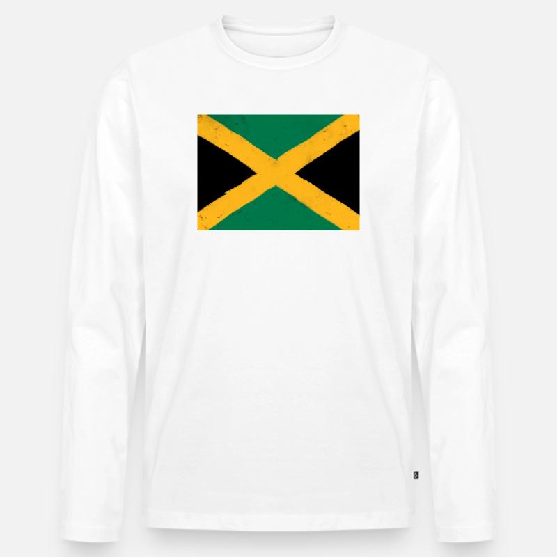 Flagge von Jamaika - Männer Premium Bio Langarmshirt - Weiß