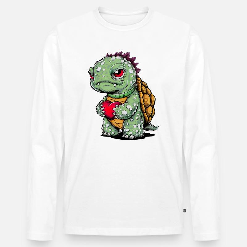 Schildkröte mit Herz - Männer Premium Bio Langarmshirt - Weiß