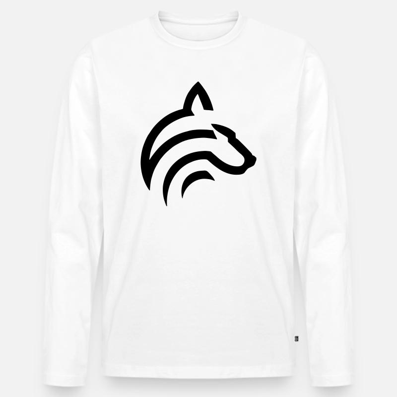 Wolf - Männer Premium Bio Langarmshirt - Weiß