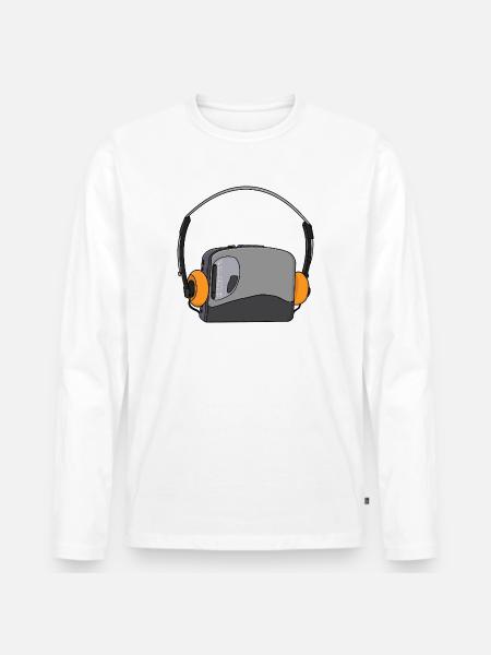 Cool Portable Cassette Audio Player - Men's Premium Organic Long Sleeve Shirt - white