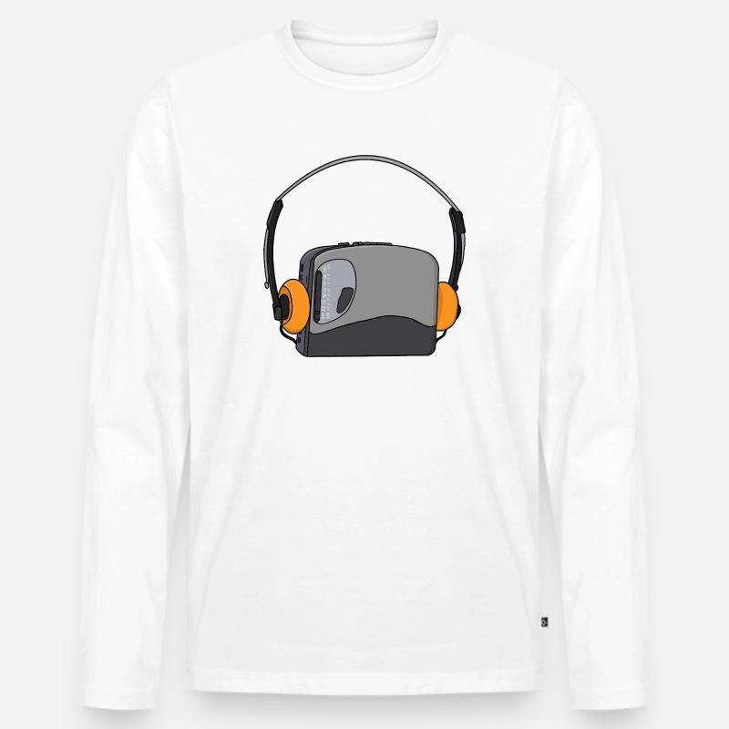 Cooler tragbarer Kassetten-Audio-Player - Männer Premium Bio Langarmshirt - Weiß