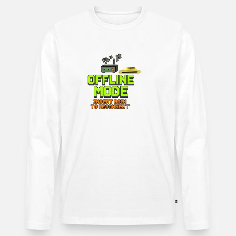 Retro-Gaming Offline-Modedesign - Männer Premium Bio Langarmshirt - Weiß