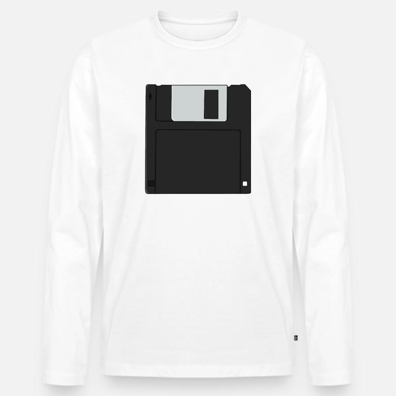Nostalgische 31/2 Zoll Diskette Retro Diskette - Männer Premium Bio Langarmshirt - Weiß