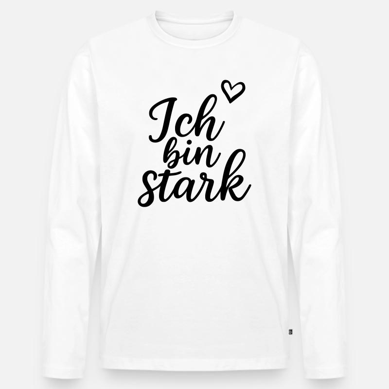Ich bin stark - Männer Premium Bio Langarmshirt - Weiß