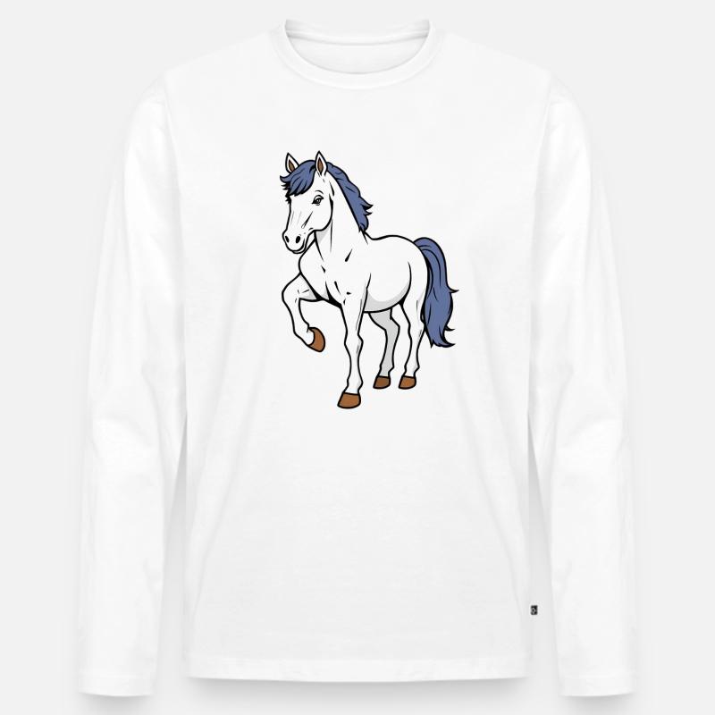 Pferd - Männer Premium Bio Langarmshirt - Weiß