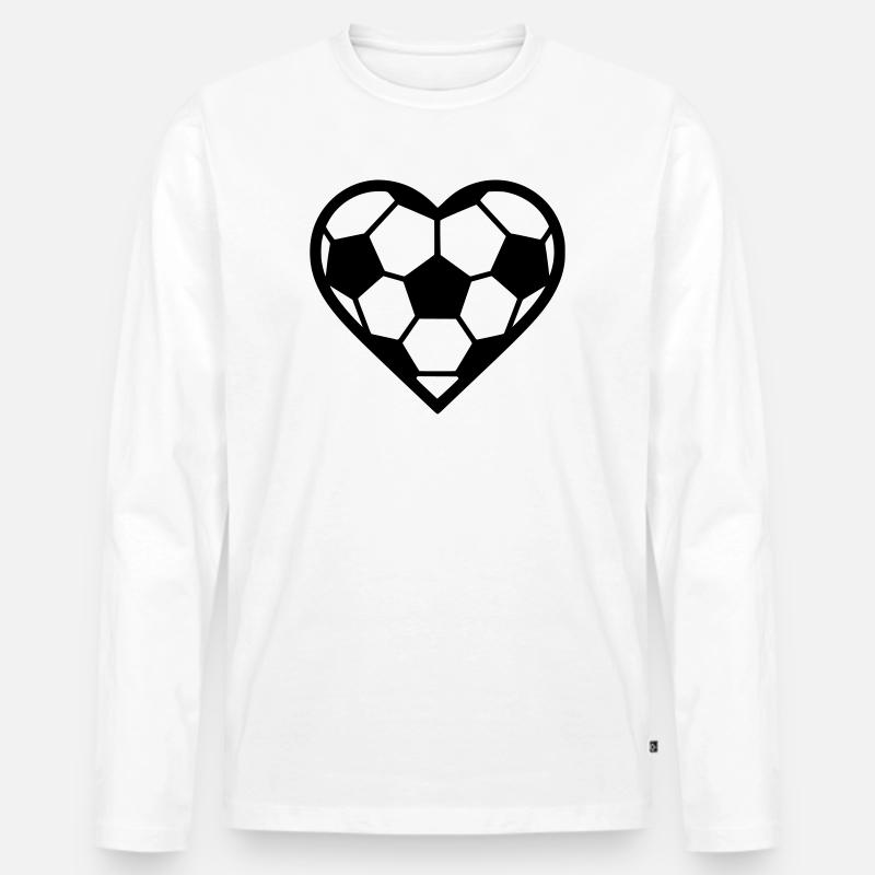 Fussball Herz schwarz - Männer Premium Bio Langarmshirt - Weiß
