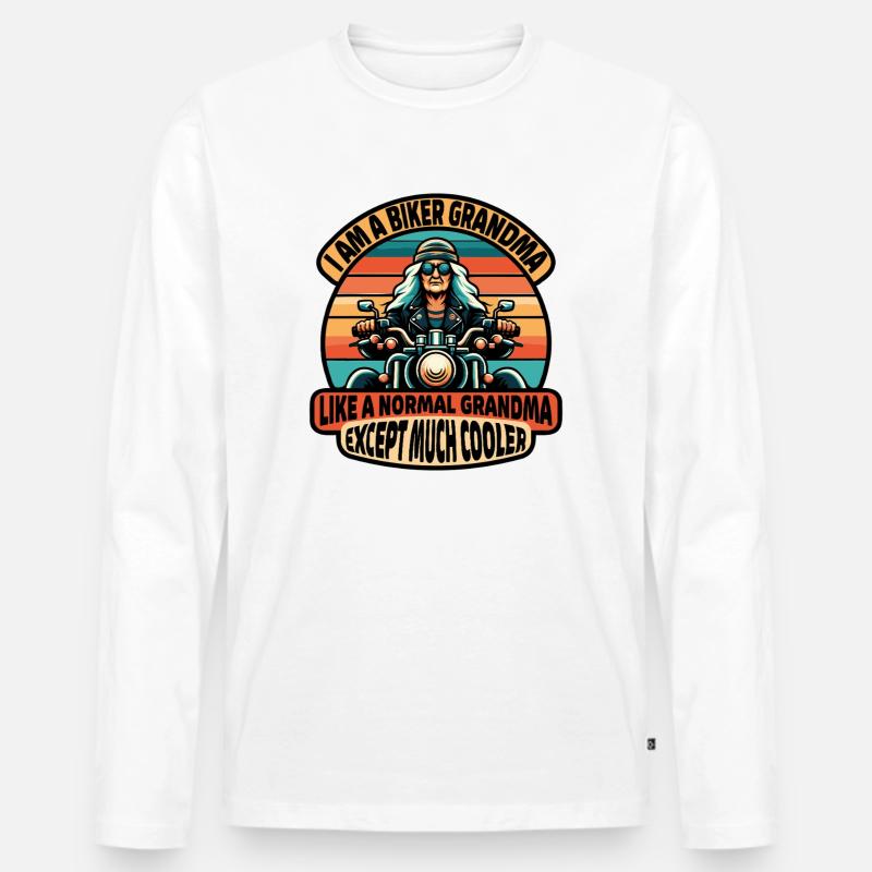 Biker-Oma mit cooler Attitüde - Männer Premium Bio Langarmshirt - Weiß