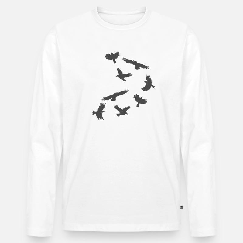 rabenschwarm, vögel - Männer Premium Bio Langarmshirt - Weiß
