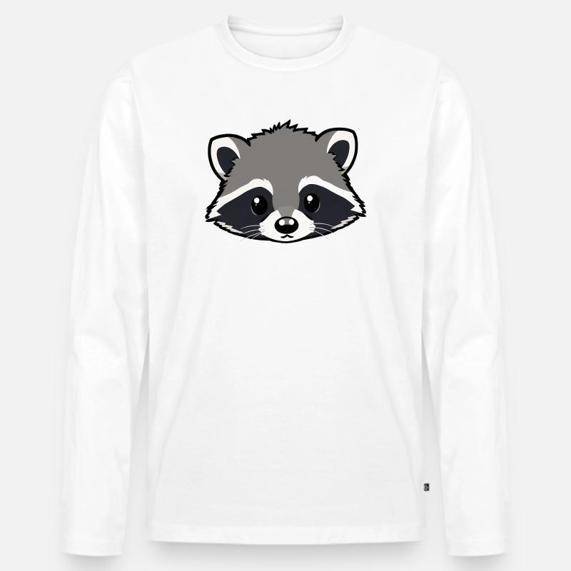 Waschbär - Männer Premium Bio Langarmshirt - Weiß