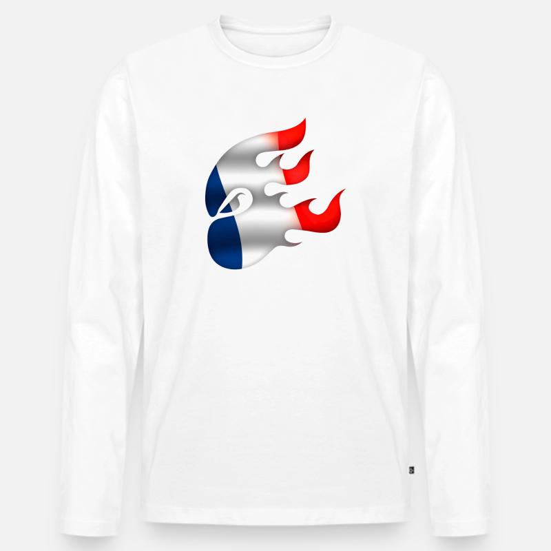 Flagge von Frankreich - Frankreich - Ninja - Männer Premium Bio Langarmshirt - Weiß