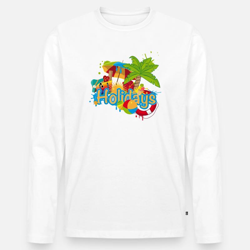Buntes Sommer Graffiti Holidays - Männer Premium Bio Langarmshirt - Weiß