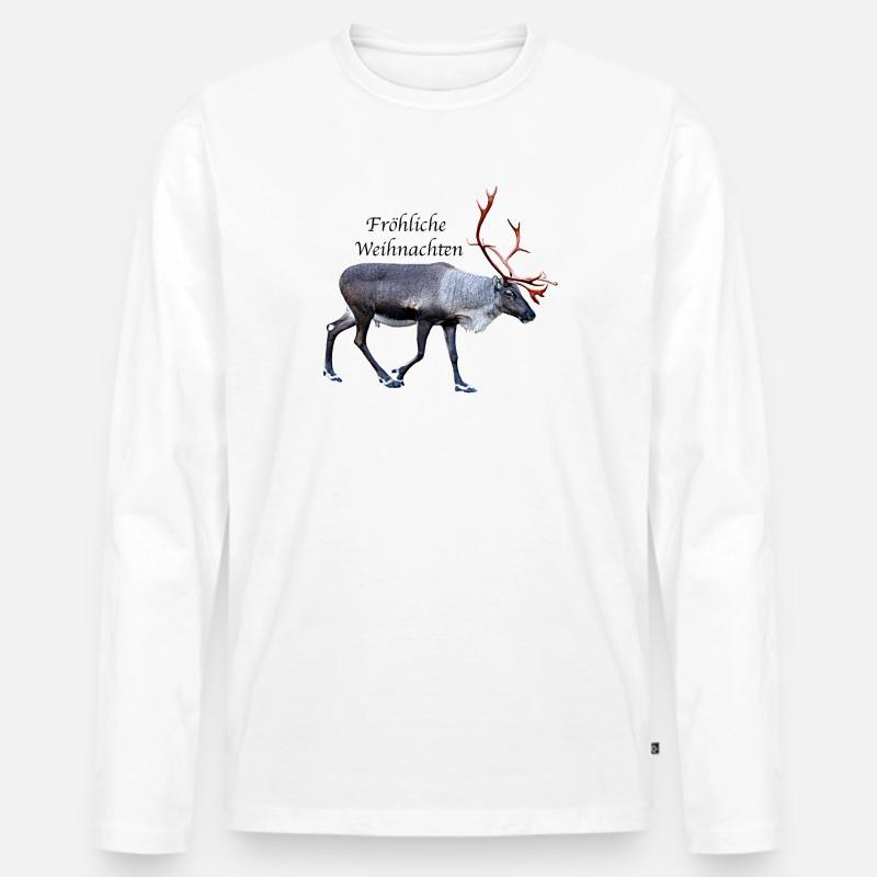 Fröhliche Weihnachten - Männer Premium Bio Langarmshirt - Weiß