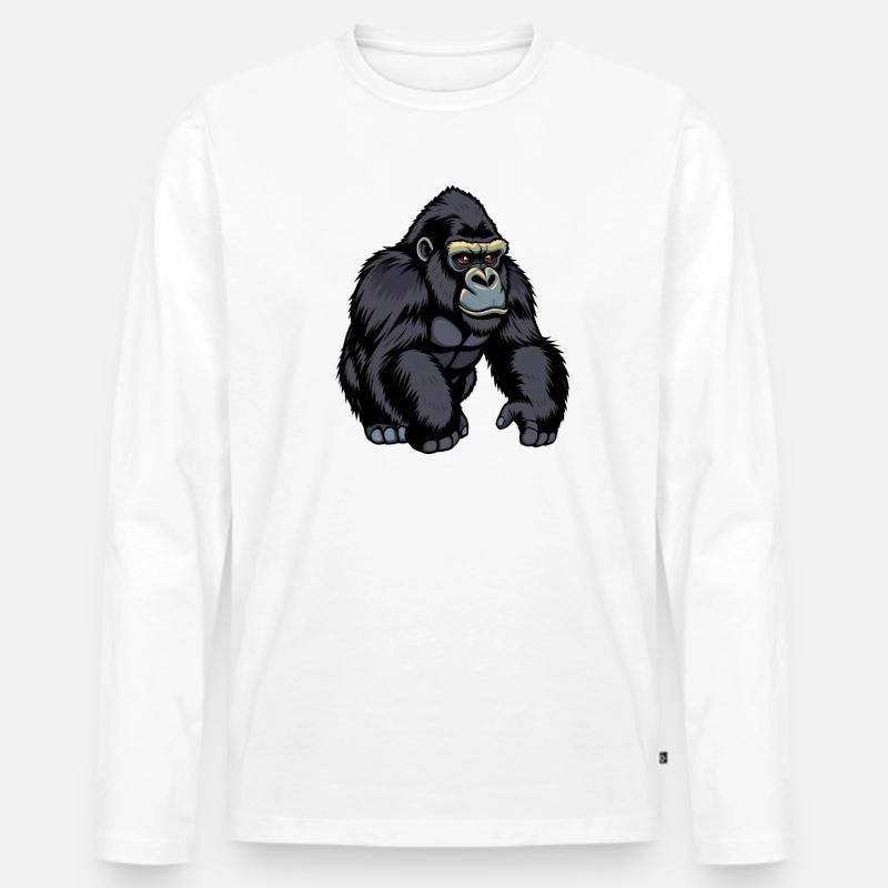 Gorilla - Männer Premium Bio Langarmshirt - Weiß