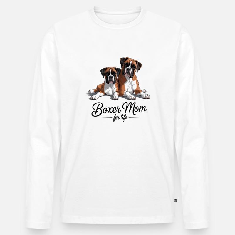 Boxer-Mama fürs Leben - Männer Premium Bio Langarmshirt - Weiß