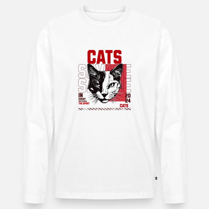 Katzenkunst mit energischem Design - Männer Premium Bio Langarmshirt - Weiß