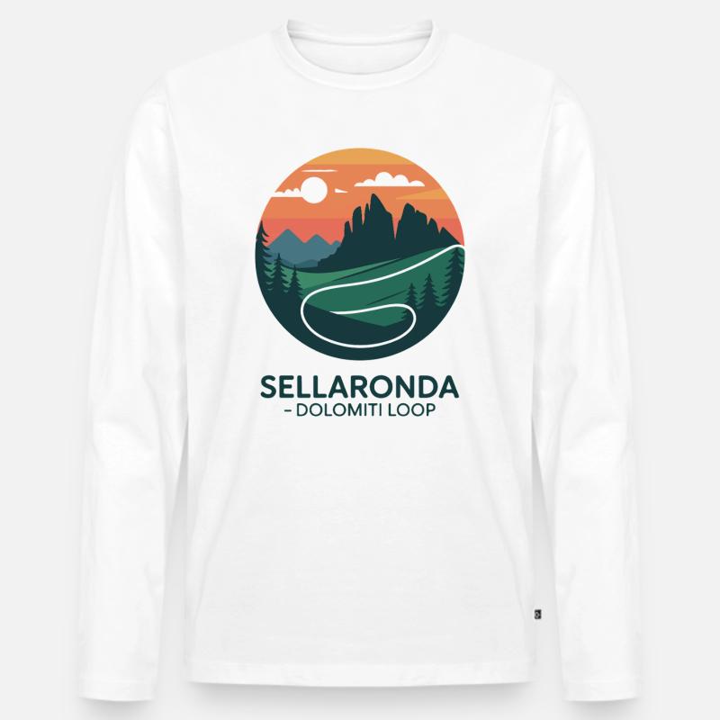 Sellaronda Dolomiti Loop Radsport Kunst - Männer Premium Bio Langarmshirt - Weiß