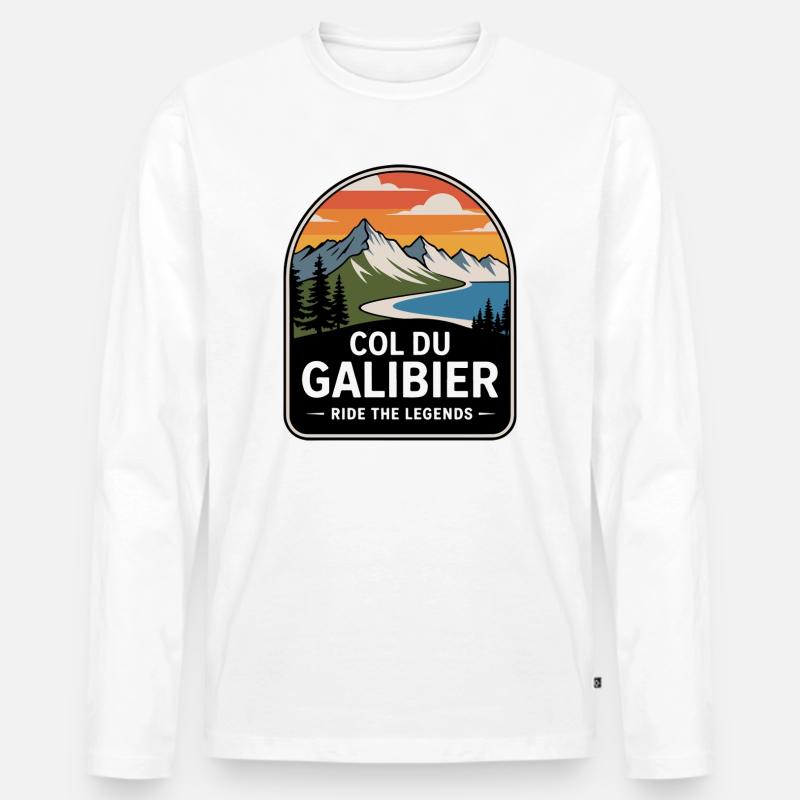 Col du Galibier Radsport-Panel - Männer Premium Bio Langarmshirt - Weiß