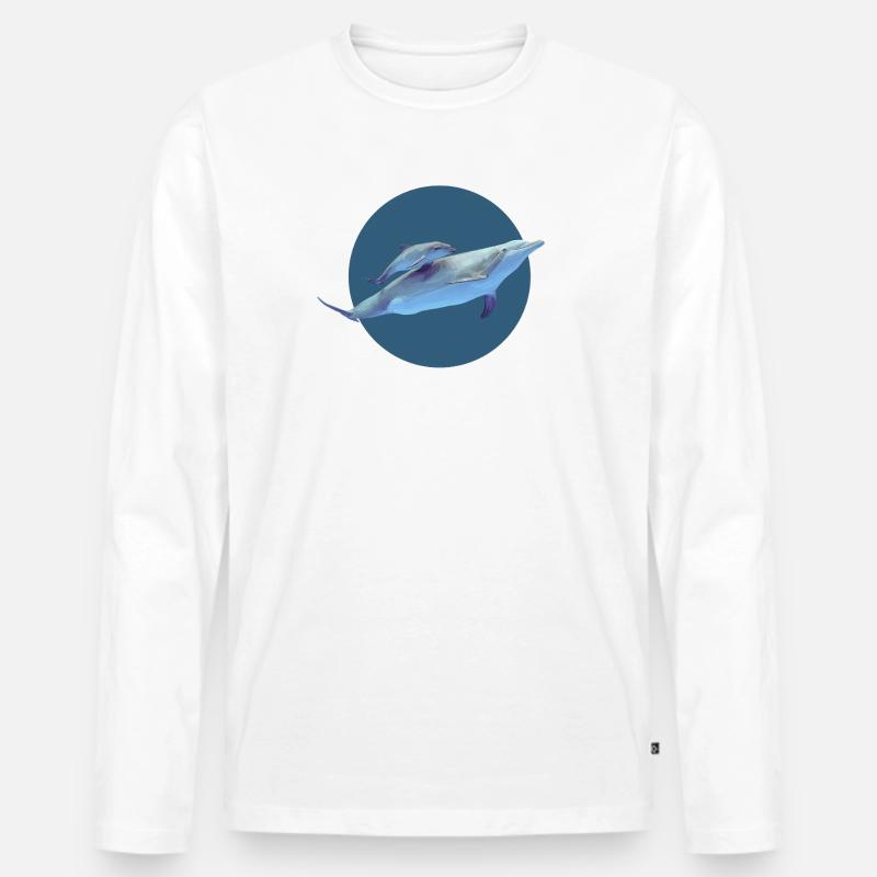 Delfin - Männer Premium Bio Langarmshirt - Weiß