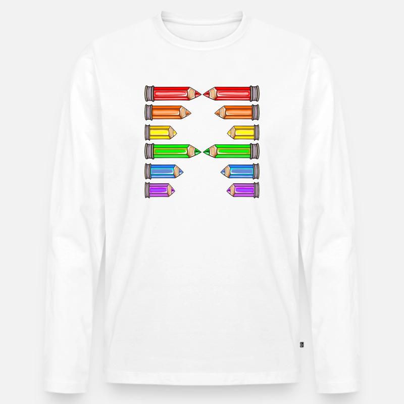 BUCHSTABE A NAME SCHULE BUNTSTIFTE - Männer Premium Bio Langarmshirt - Weiß