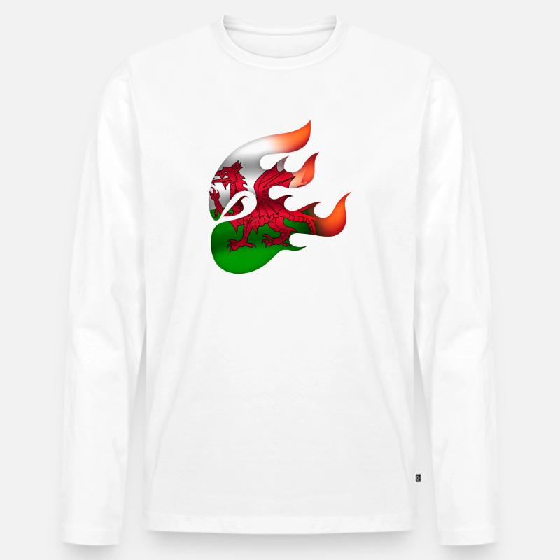 Flagge von Wales - Walisisch - Ninja - Männer Premium Bio Langarmshirt - Weiß