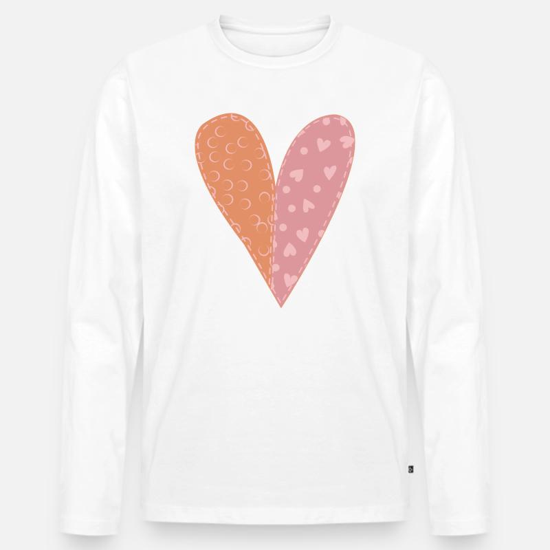 Patchwork Herz Nr. 7 - Männer Premium Bio Langarmshirt - Weiß