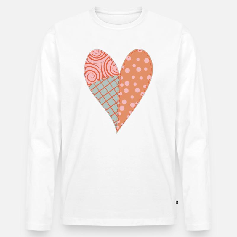 Patchwork Herz Nr. 4 - Männer Premium Bio Langarmshirt - Weiß