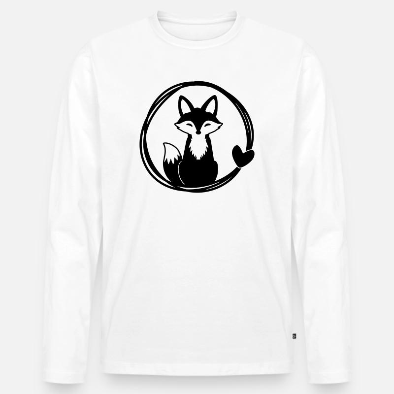 Süßer Fuchs im Herz-Kranz - Männer Premium Bio Langarmshirt - Weiß