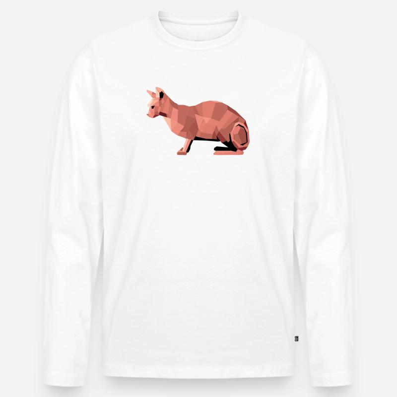 Sphynx Low Poly Cat – Geometrisches Design - Männer Premium Bio Langarmshirt - Weiß