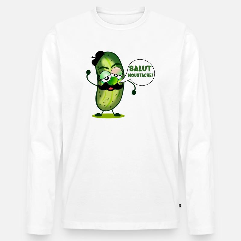 HALLO SCHNURRBART GURKEN - Männer Premium Bio Langarmshirt - Weiß