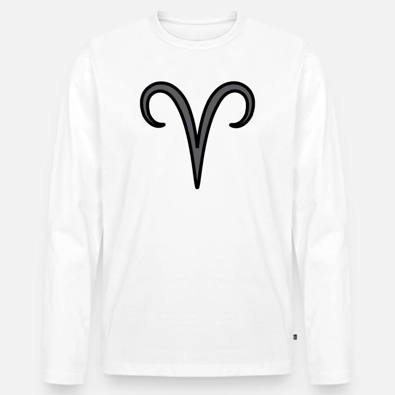 Widder Sternzeichen Symbol Schwarz & Grau - Männer Premium Bio Langarmshirt - Weiß