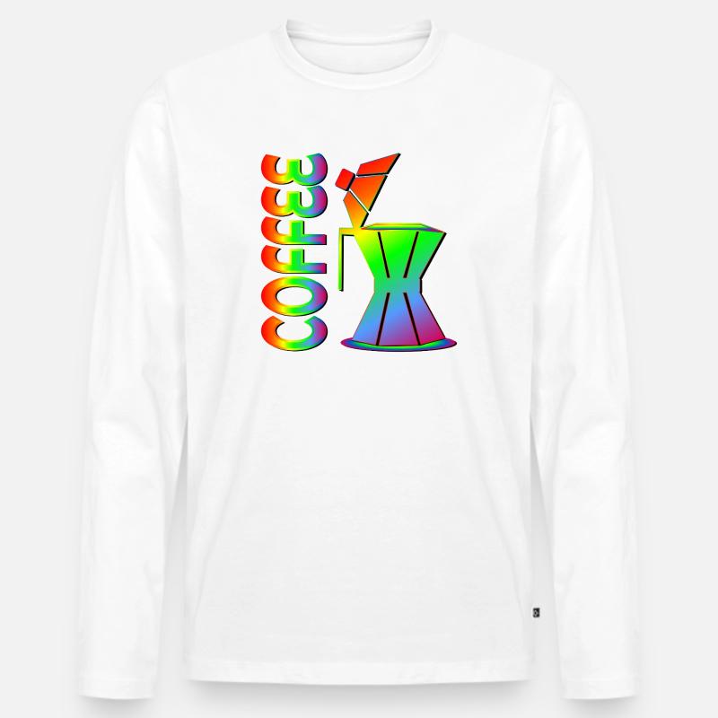 RAINBOW PRIDE KAFFEE ESPRESSO - Männer Premium Bio Langarmshirt - Weiß