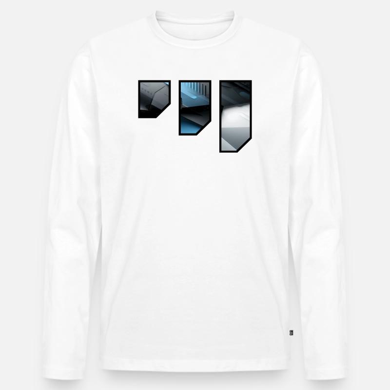 Futuristisches Techno Abstraktes Muster - Männer Premium Bio Langarmshirt - Weiß