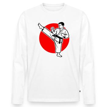 Karate Mae-Geri - Men's Premium Organic Long Sleeve Shirt - white - Front - Nico (187cm)