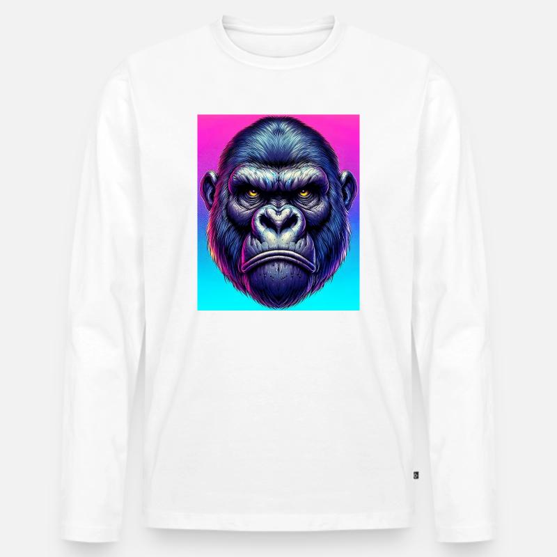 Gorilla - Männer Premium Bio Langarmshirt - Weiß