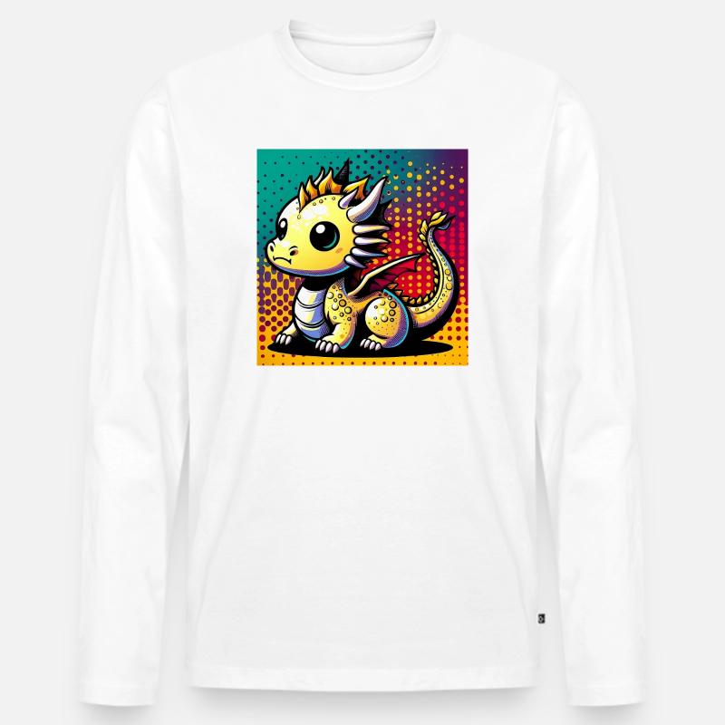 Drache - Männer Premium Bio Langarmshirt - Weiß