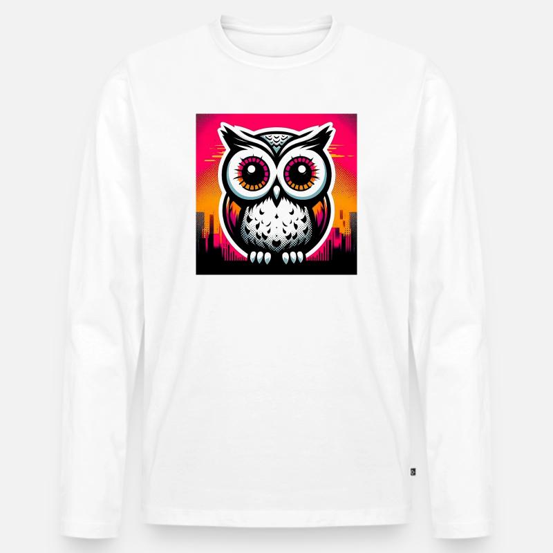 Eule - Männer Premium Bio Langarmshirt - Weiß