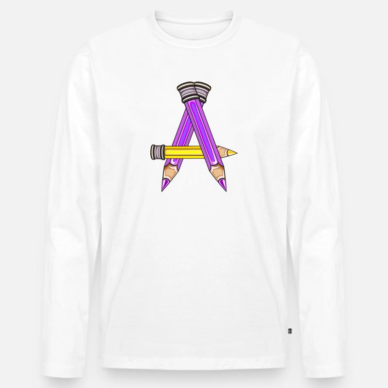 SCHULKIND BUCHSTABE A - Männer Premium Bio Langarmshirt - Weiß