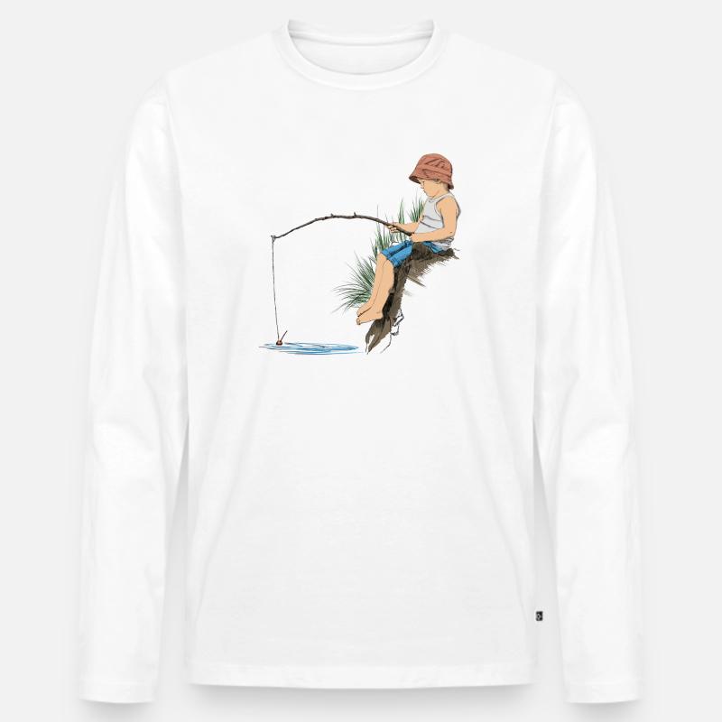 Angler - Männer Premium Bio Langarmshirt - Weiß