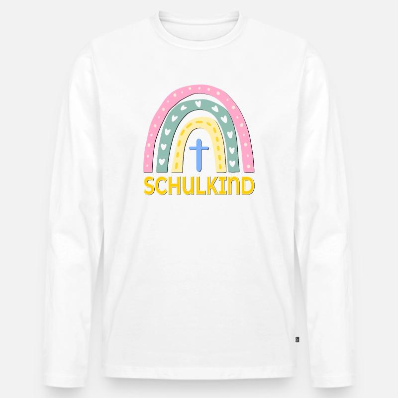 CHRISTLICHER GLAUBE SCHULKIND SCHULANFANG - Männer Premium Bio Langarmshirt - Weiß