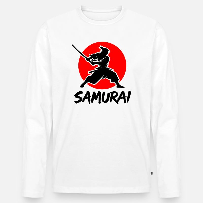 Samurai - Männer Premium Bio Langarmshirt - Weiß
