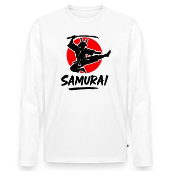 Samouraï - T-shirt manches longues Premium bio Homme - blanc - Devant - Nico (187cm)