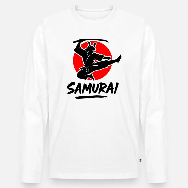 Samurai - Männer Premium Bio Langarmshirt - Weiß