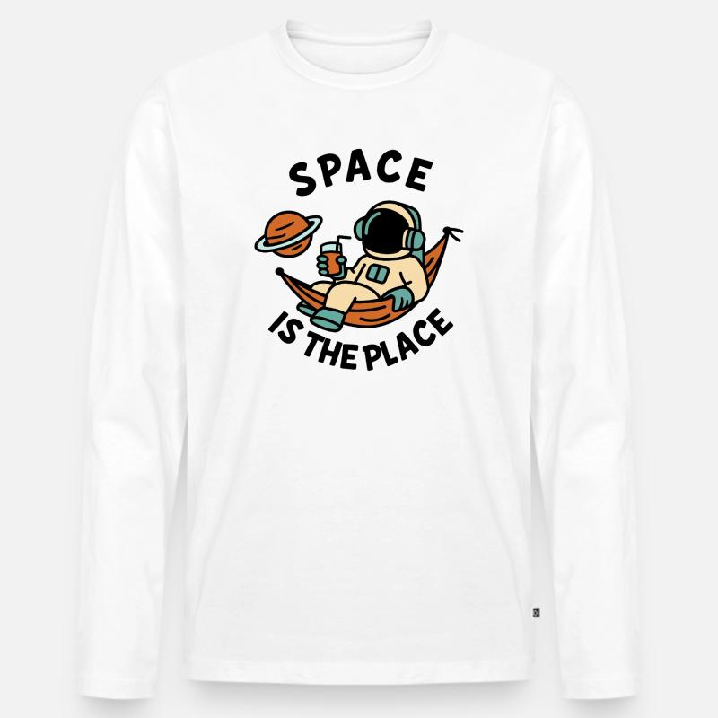 Space Explorer Astronaut Entspannendes Design - Männer Premium Bio Langarmshirt - Weiß